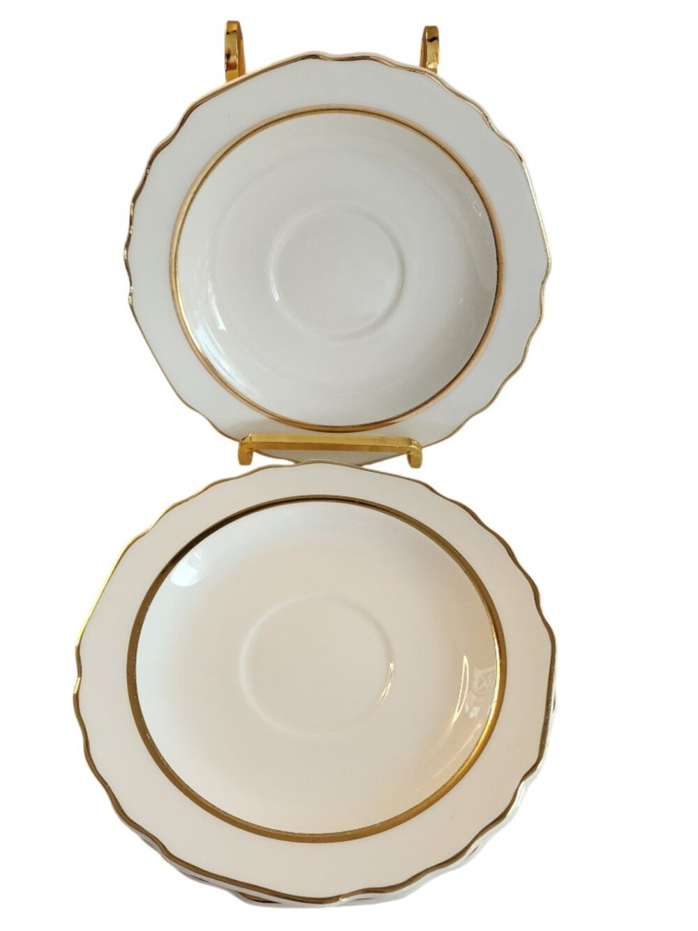 Lido Vintage 1930s/40s W.S. George Pottery Co. 22K Gold Trim 3 saucers